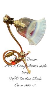W.A.S Benson brass table lamp. Arts & Crafts. c. 1900 England