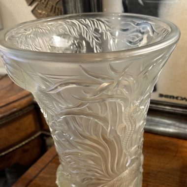 Massive Josef Inwald Barolac Large Molded Marine Life Satin Glass Vase